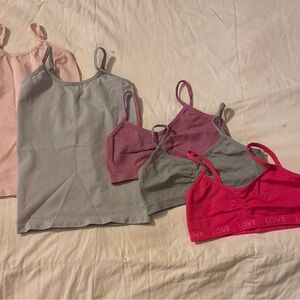 Tahari Sports Bras Set - Pink, Gray, dark pink- under tank tops set - pink, gray